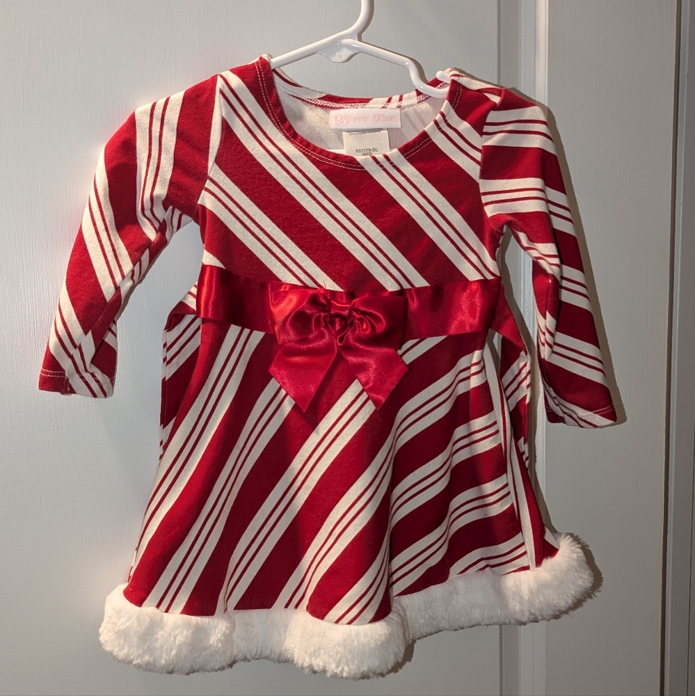 Bonnie Baby Candy Cane Striped Dress 12M